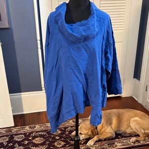 Relaxed Cowl Neck Blue Women's Blouse